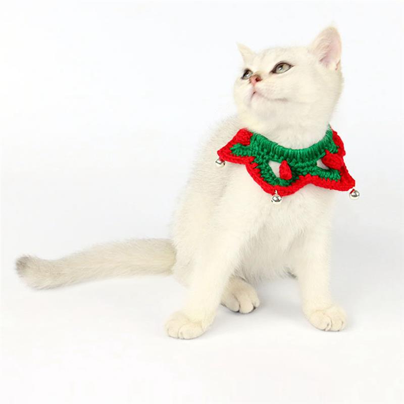 New Christmas Small Cat Cute Collar Red Star Shaped Xmas Pet Suit Collar Teddy Hair Scarf Commanding Pet Accessories-ebowsos