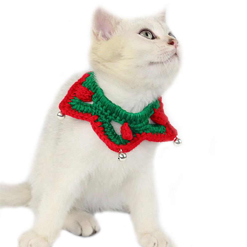 New Christmas Small Cat Cute Collar Red Star Shaped Xmas Pet Suit Collar Teddy Hair Scarf Commanding Pet Accessories-ebowsos