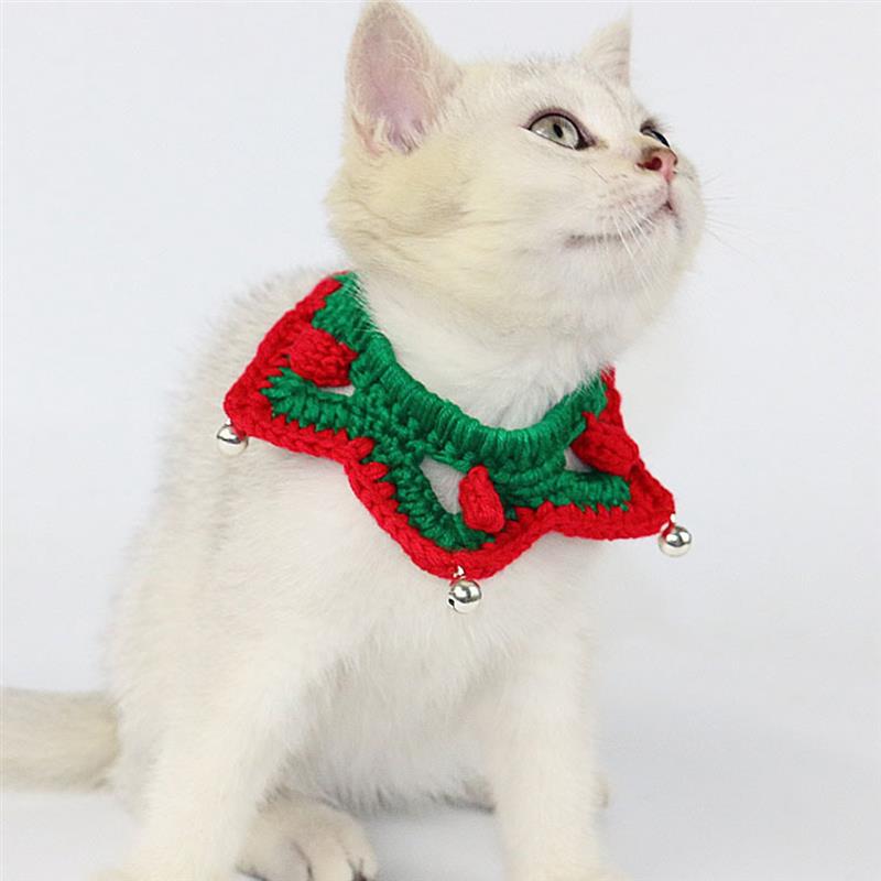 New Christmas Small Cat Cute Collar Red Star Shaped Xmas Pet Suit Collar Teddy Hair Scarf Commanding Pet Accessories-ebowsos