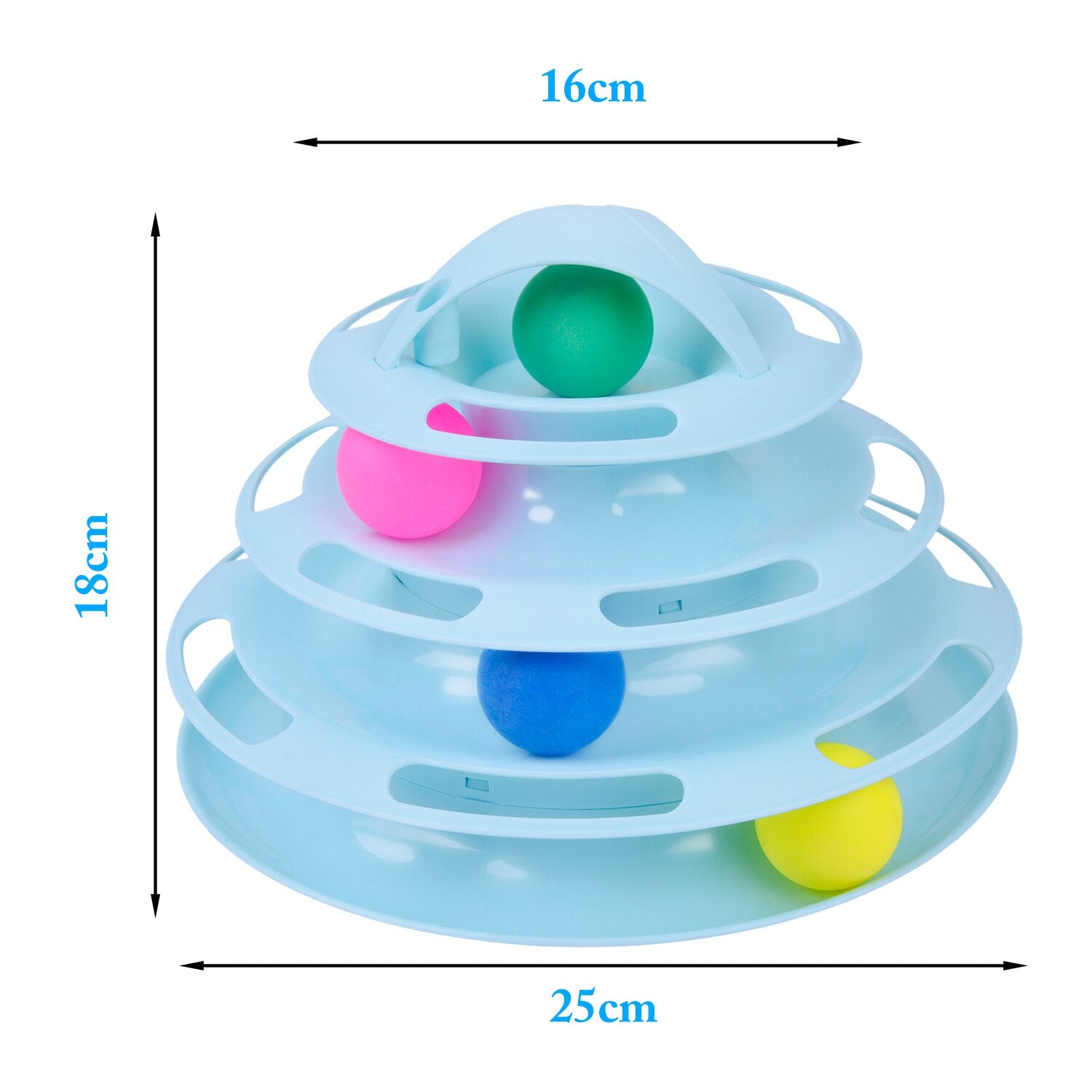 New Creative Four-Layer Puzzle Play Track Tower Turntable Cat Ball Toy Pet Interactive Toy Supplies Pink Blue White-ebowsos