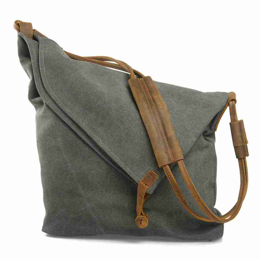 New Crossbody Bag for Women, Slouch Bag, Canvas Shoulder Bag Flap Crossbody Bag for School Shopping(gray) - ebowsos