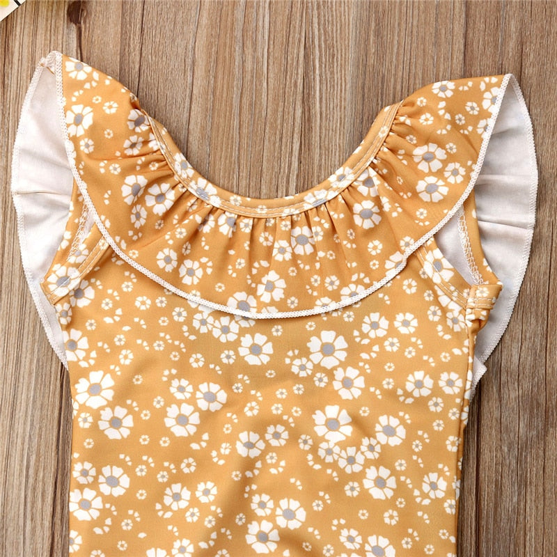 New Cute Baby Girls Summer Beach Wear Kid Baby Girls Floral Bikini Swimwear Swimsuit Bathing Suit Ruffles Beachwear - ebowsos