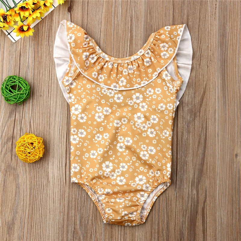 New Cute Baby Girls Summer Beach Wear Kid Baby Girls Floral Bikini Swimwear Swimsuit Bathing Suit Ruffles Beachwear - ebowsos