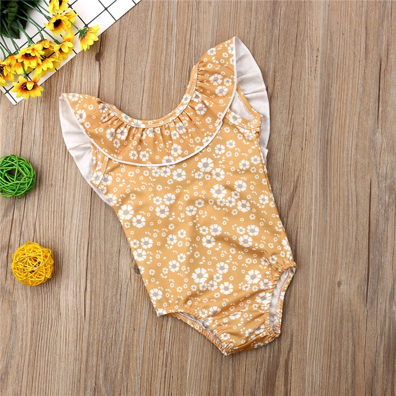 New Cute Baby Girls Summer Beach Wear Kid Baby Girls Floral Bikini Swimwear Swimsuit Bathing Suit Ruffles Beachwear - ebowsos