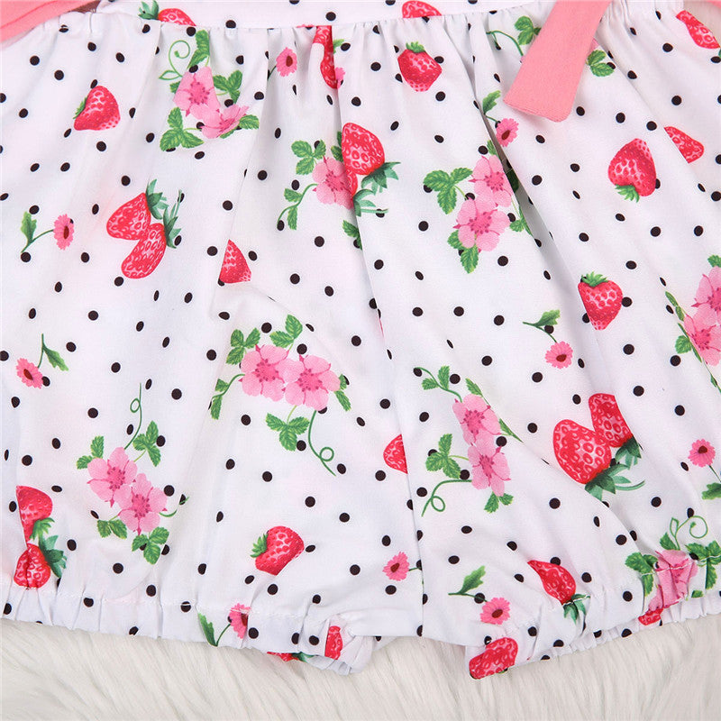 New Cute Kids Baby Girls Romper Off Shoulder O-Neck Polka Dot Floral Dress Outfits Clothes Sunsuit Clothes - ebowsos