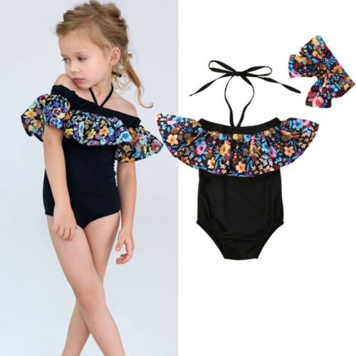 New Fashion 2PCS Kids Baby Girls Flower Ruffle Swimwear Bikini Tankini Swimsuit Bathing Suit - ebowsos