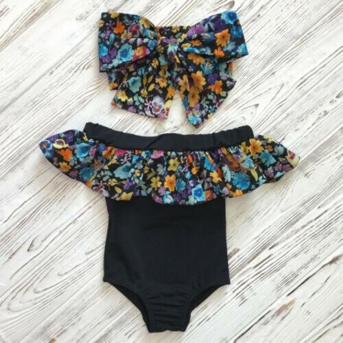 New Fashion 2PCS Kids Baby Girls Flower Ruffle Swimwear Bikini Tankini Swimsuit Bathing Suit - ebowsos