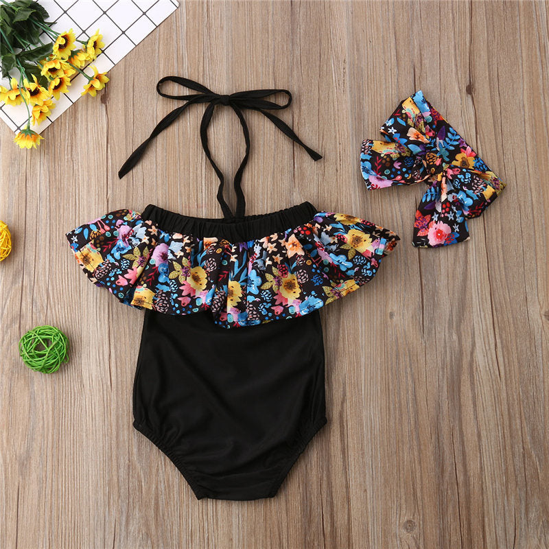 New Fashion 2PCS Kids Baby Girls Flower Ruffle Swimwear Bikini Tankini Swimsuit Bathing Suit - ebowsos