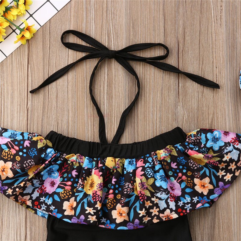 New Fashion 2PCS Kids Baby Girls Flower Ruffle Swimwear Bikini Tankini Swimsuit Bathing Suit - ebowsos