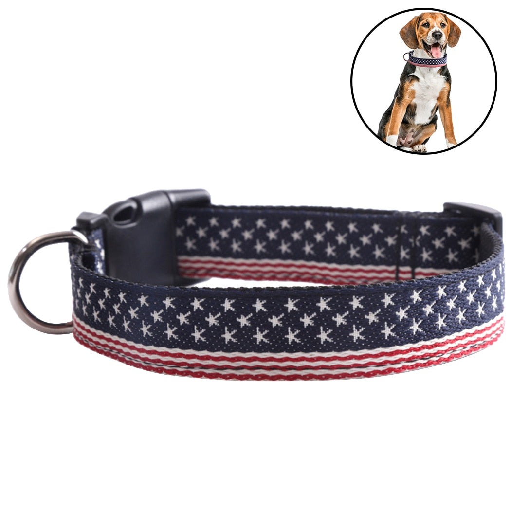 New Fashion Adjustable Medium And Large Dog American Flag Printed Pet Costume Collar Pet Decoration Supplies-ebowsos