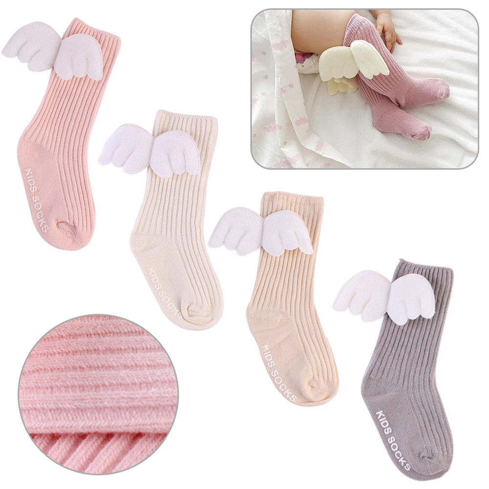 New Fashion Cute Baby Kids Toddlers Ruffles Soft Socks Leg Warmer Angel Wings Stockis 0-4Y - ebowsos