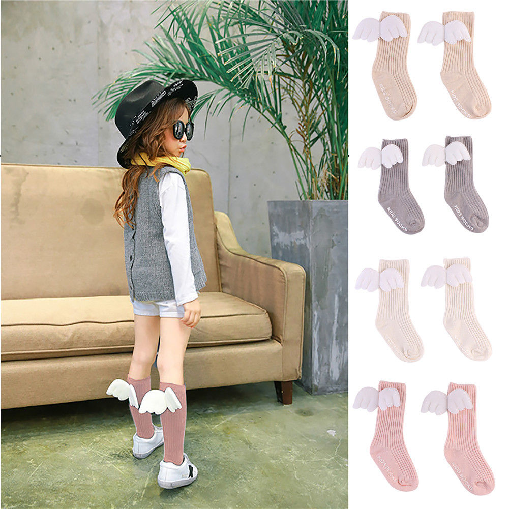 New Fashion Cute Baby Kids Toddlers Ruffles Soft Socks Leg Warmer Angel Wings Stockis 0-4Y - ebowsos