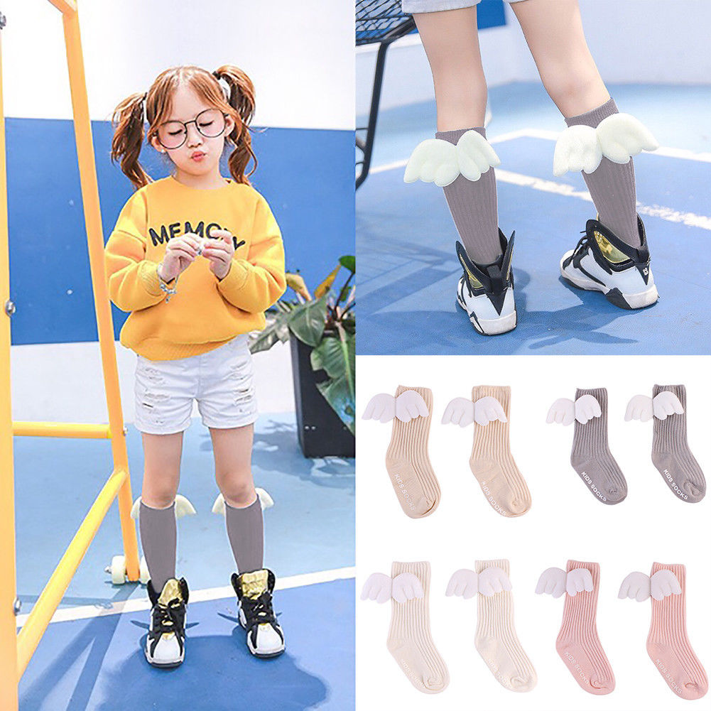 New Fashion Cute Baby Kids Toddlers Ruffles Soft Socks Leg Warmer Angel Wings Stockis 0-4Y - ebowsos