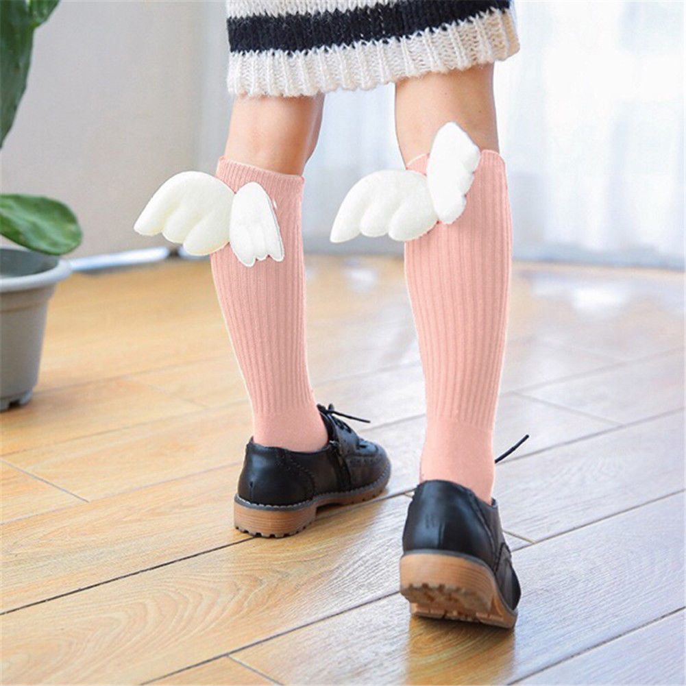 New Fashion Cute Baby Kids Toddlers Ruffles Soft Socks Leg Warmer Angel Wings Stockis 0-4Y - ebowsos