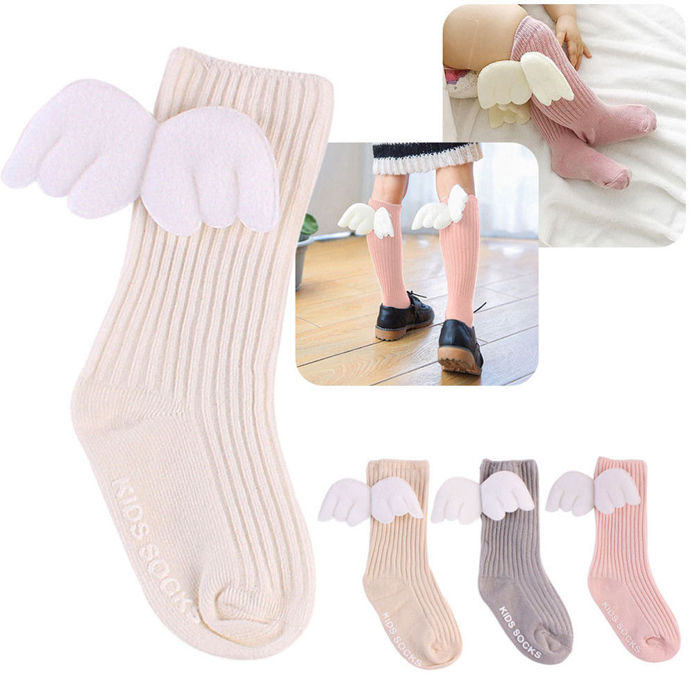 New Fashion Cute Baby Kids Toddlers Ruffles Soft Socks Leg Warmer Angel Wings Stockis 0-4Y - ebowsos