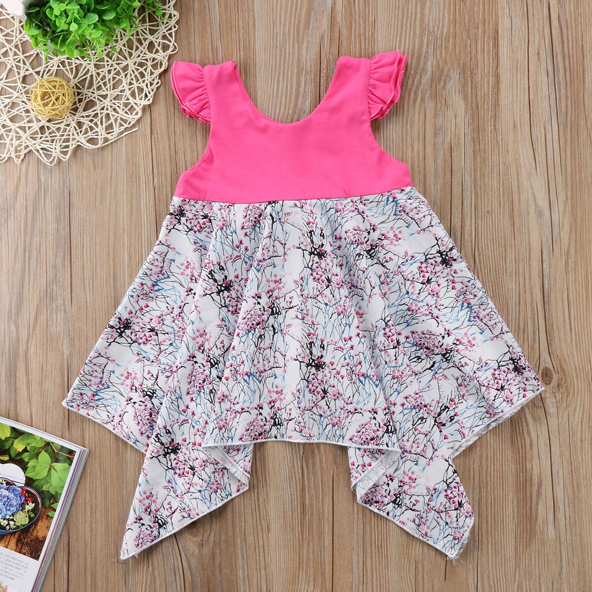 New Fashion Flower Pink Cute Short Sleeve 2-7 Years Toddler Kids Baby Girls  Outfits Clothes T-shirt Top Dress - ebowsos