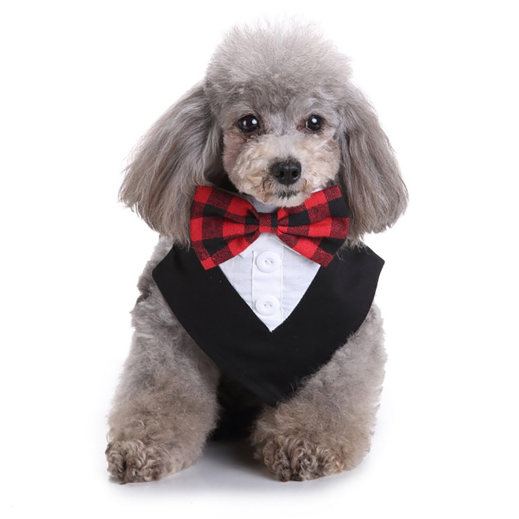 New Fashion Formal Dog Tuxedo Dog Bandana with Bow Tie and Neck Tie Designs Pet Dog Cat Suit Tie-ebowsos