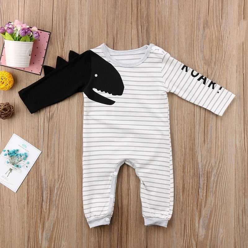 New Fashion Kid Baby Boy Girls 3D Dinosaur Romper Newborn Kid Baby Long Sleeve Cotton Jumpsuit Outfits Clothes - ebowsos