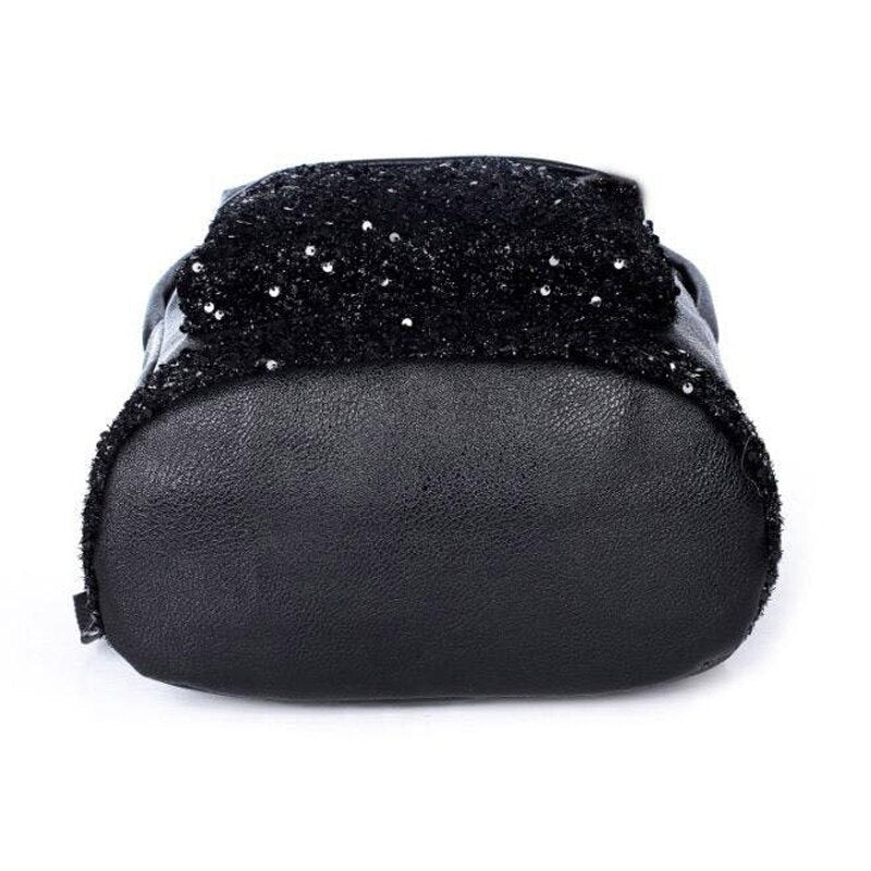 New Fashion Women Backpack Big Crown Embroidered Sequins Backpack Women Leather Backpack School Bags - ebowsos