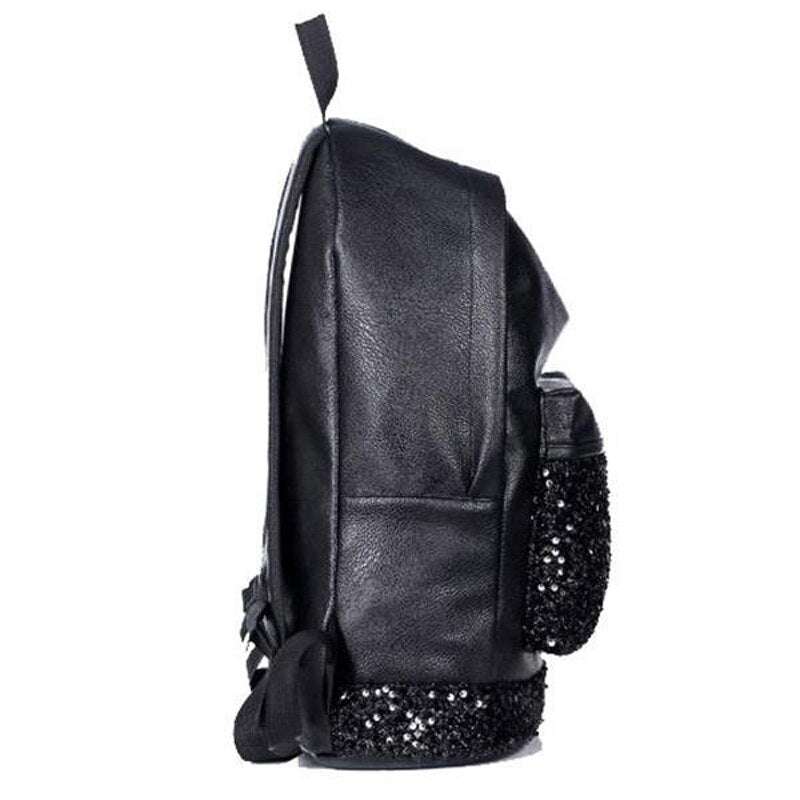 New Fashion Women Backpack Big Crown Embroidered Sequins Backpack Women Leather Backpack School Bags - ebowsos