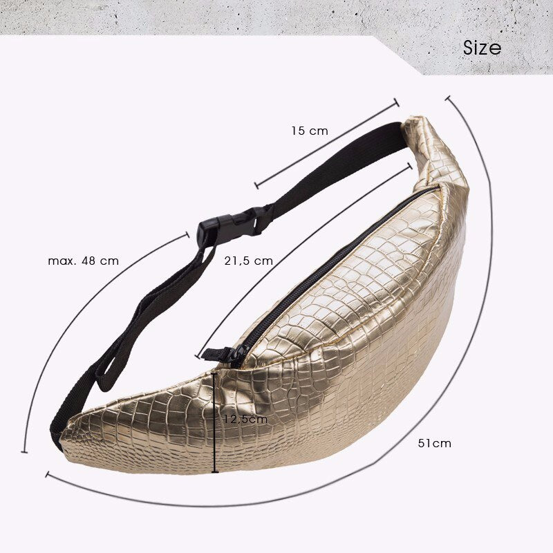 New Fashion belt bag with bottle Gold Alligator PU Waist bag fanny pack for women pouch leg bags bolso para cinturon - ebowsos