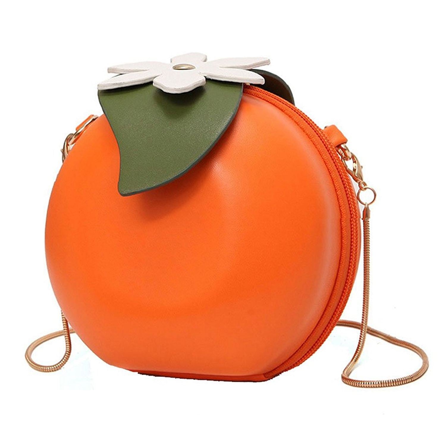 New Fruit Orange Shaped Women Pu Leather Clutch Purse Cross Body Bag - ebowsos