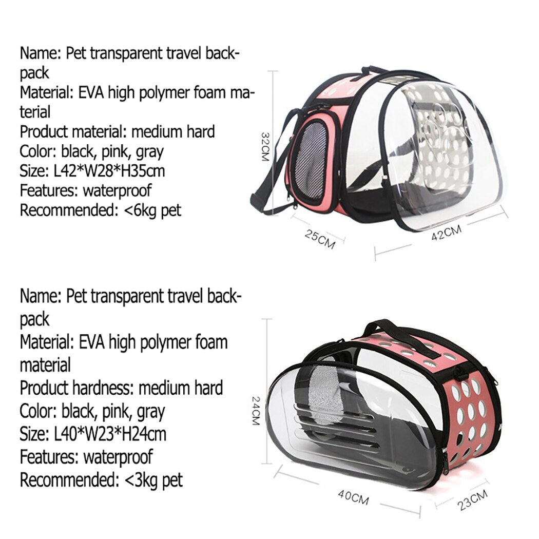 New Full Transparent Pet Bag Dog Pet Cage Breathable Warm Pet Fashion Convenient Package Pet Outing Supplies-ebowsos