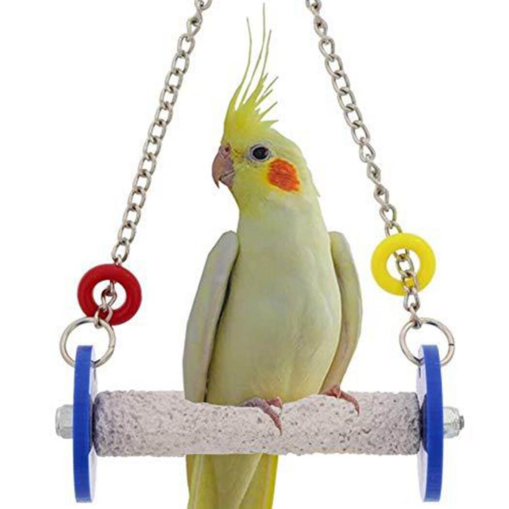 New Funny Parrot Swing Hanging Toy Bird Hanging Perch Multi-Purpose Parrot Swing Bird Chew Toy Pet Supplies Random Color-ebowsos