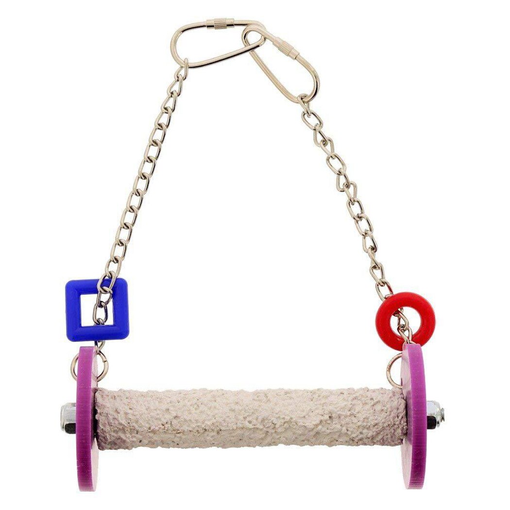 New Funny Parrot Swing Hanging Toy Bird Hanging Perch Multi-Purpose Parrot Swing Bird Chew Toy Pet Supplies Random Color-ebowsos