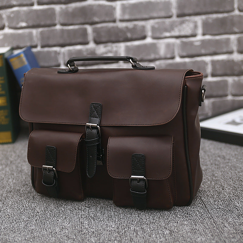 New High quality men handbags pu leather messenger bags men travel bags Metal zipper business Laptop shoulder bag - ebowsos