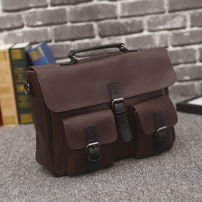 New High quality men handbags pu leather messenger bags men travel bags Metal zipper business Laptop shoulder bag - ebowsos