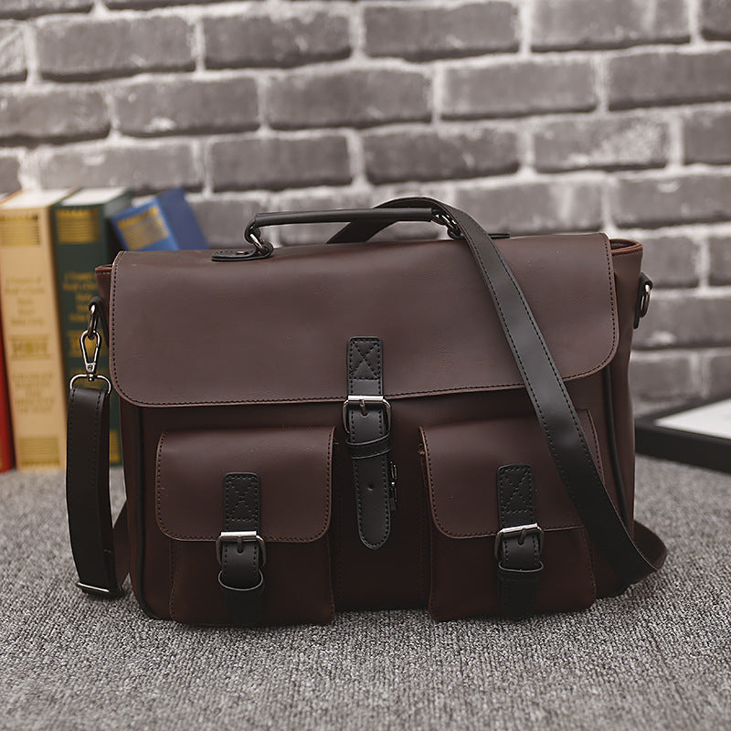 New High quality men handbags pu leather messenger bags men travel bags Metal zipper business Laptop shoulder bag - ebowsos