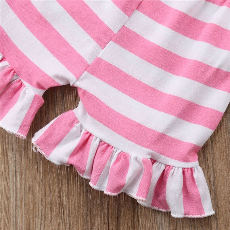 New Ice Cream Kids Baby Girl Striped Vest Stay Cool Green Tops T-shirt+Striped Shorts Pants 2Pcs Outfits Clothes Summer Sunsuit - ebowsos