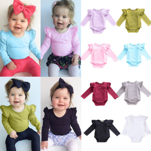 New Infant Baby Girls Boys Bodysuit Outfits Kid Jumpsuit Playsuit Clothes - ebowsos