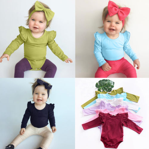 New Infant Baby Girls Boys Bodysuit Outfits Kid Jumpsuit Playsuit Clothes - ebowsos