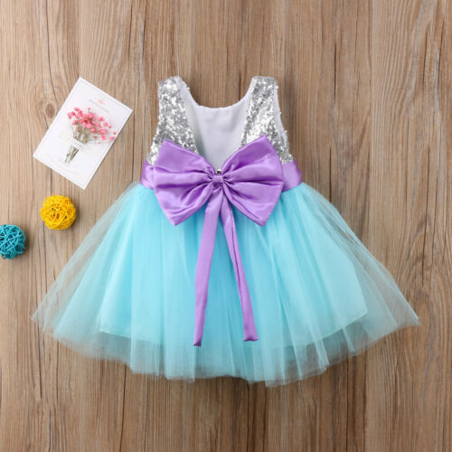 New Kids Girl Lace Flower Dress Bowknot Princess Party Dresses Tutu Formal Dress - ebowsos