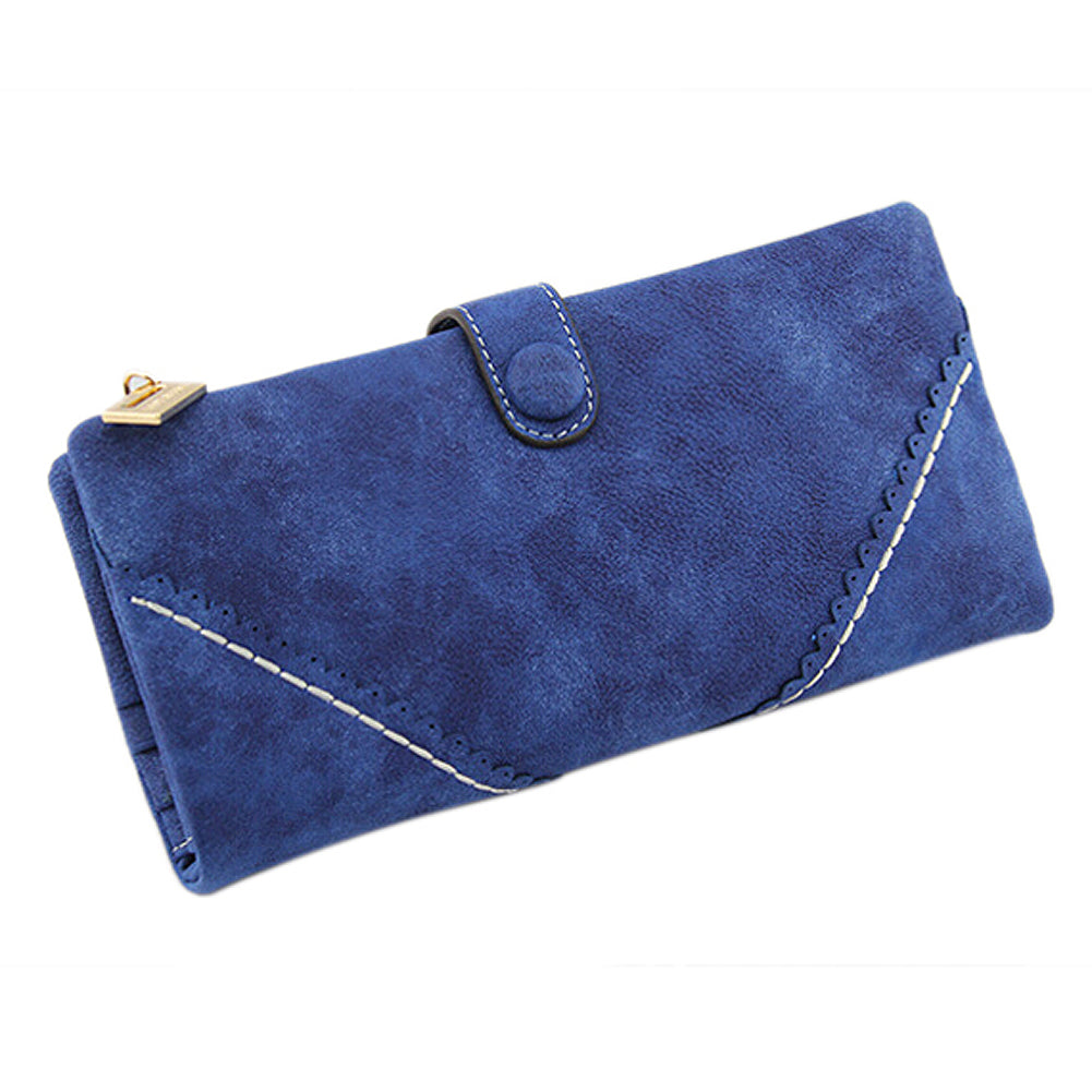 New Long Women Wallet Messenger bags Handbag Retro Dull Polish Purse Multifunctional-sapphire blue - ebowsos