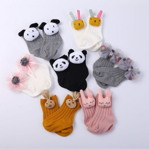 New Lot 2 Pairs Infant Baby Toddler BOY Socks Cotton 0~5Y Cute Girl NewBorn Kids 3D Animal Flowers Decoration Socks - ebowsos