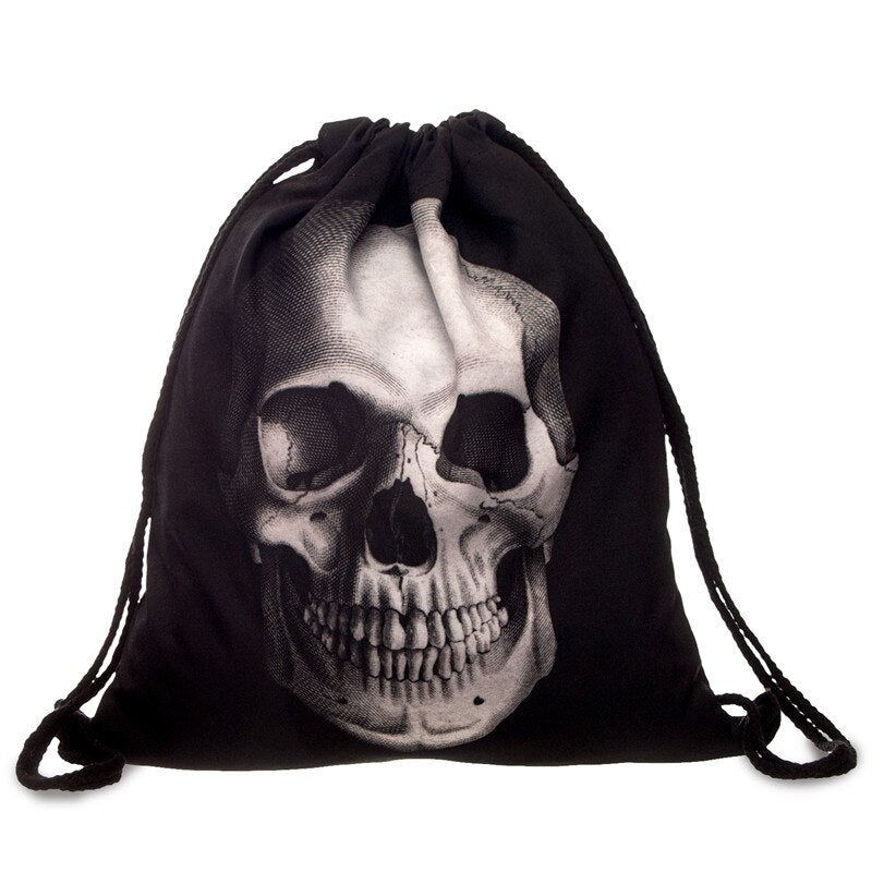 New Lovely 3D Printed Unisex Backpacks bags Drawstring Rucksacks big Capacity Schoolbag for Young men & Women(Black) - ebowsos