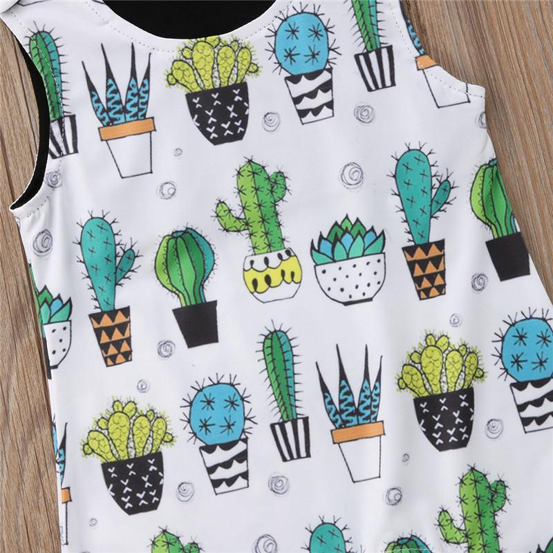 New Newborn Infant Toddler Baby Boy Girl Floral Sleeveless Romper Jumpsuit Clothes Cactus Outfit Summer Sunsuit - ebowsos