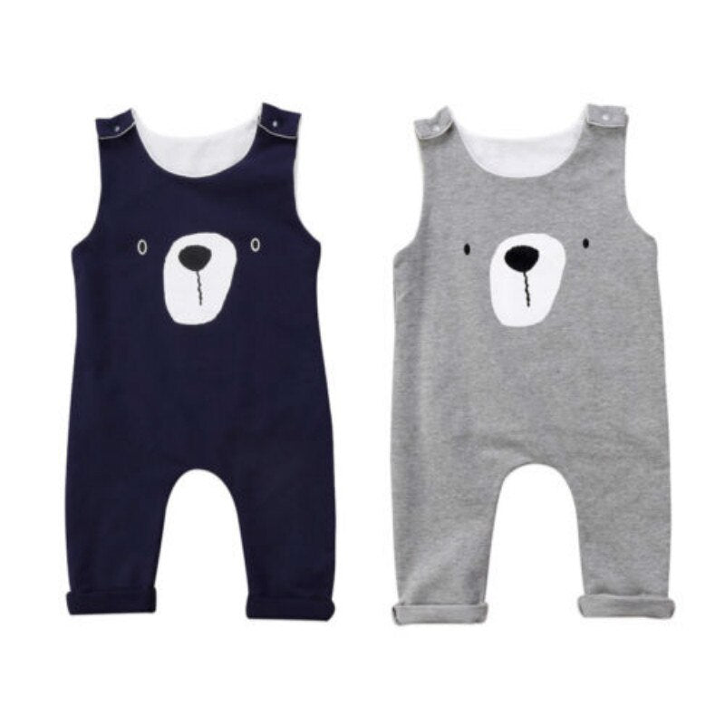 New Newborn Toddler Infant Baby Boy Girls Clothes Bear Romper Playsuit Jumpsuit Sleeveless Cartoon Outfit Set 0-24M - ebowsos