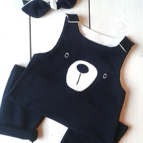 New Newborn Toddler Infant Baby Boy Girls Clothes Bear Romper Playsuit Jumpsuit Sleeveless Cartoon Outfit Set 0-24M - ebowsos