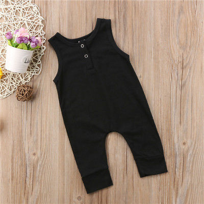 New Newborn Toddler Infant Kids Baby Girls Boys Romper Sleeveless Jumpsuit Harem Pants Clothes Solid Outfits 0-18M - ebowsos