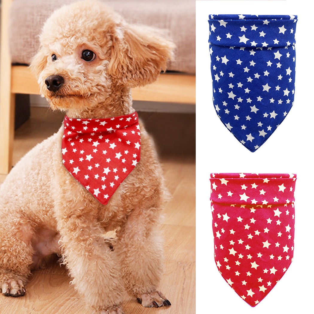 New Pet Bandana Fashion Stars Printing Dog Bibs Scarf Washable Cozy Cotton Star Printing Puppy Kerchief Bow Tie Pet Accessories-ebowsos