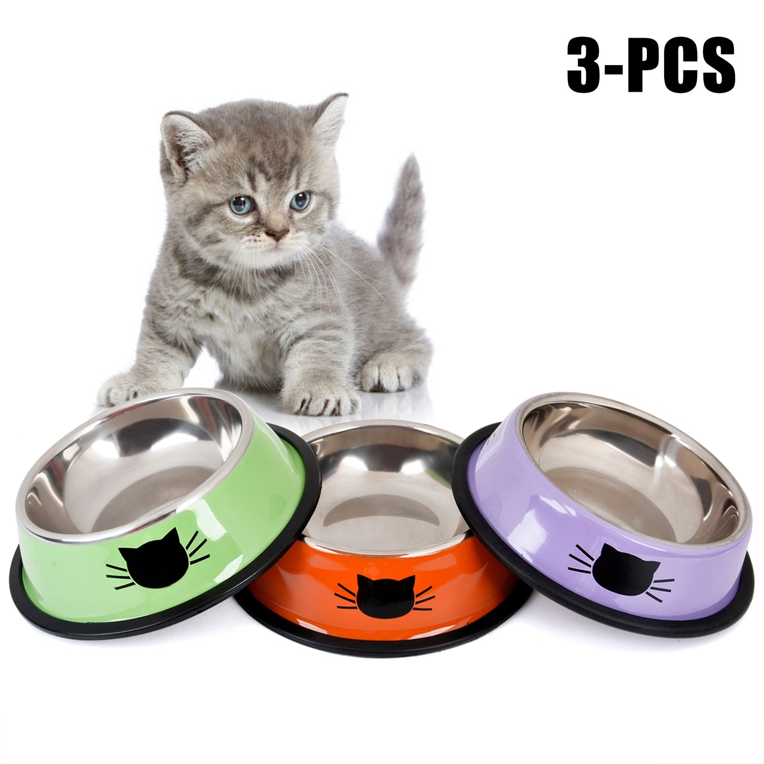 New Pet Product For Dog Cat Bowl Stainless Steel Anti-Skid Pet Dog Cat Food Water Bowl Pet Feeding Bowls Tool Pet Feed Supplies-ebowsos