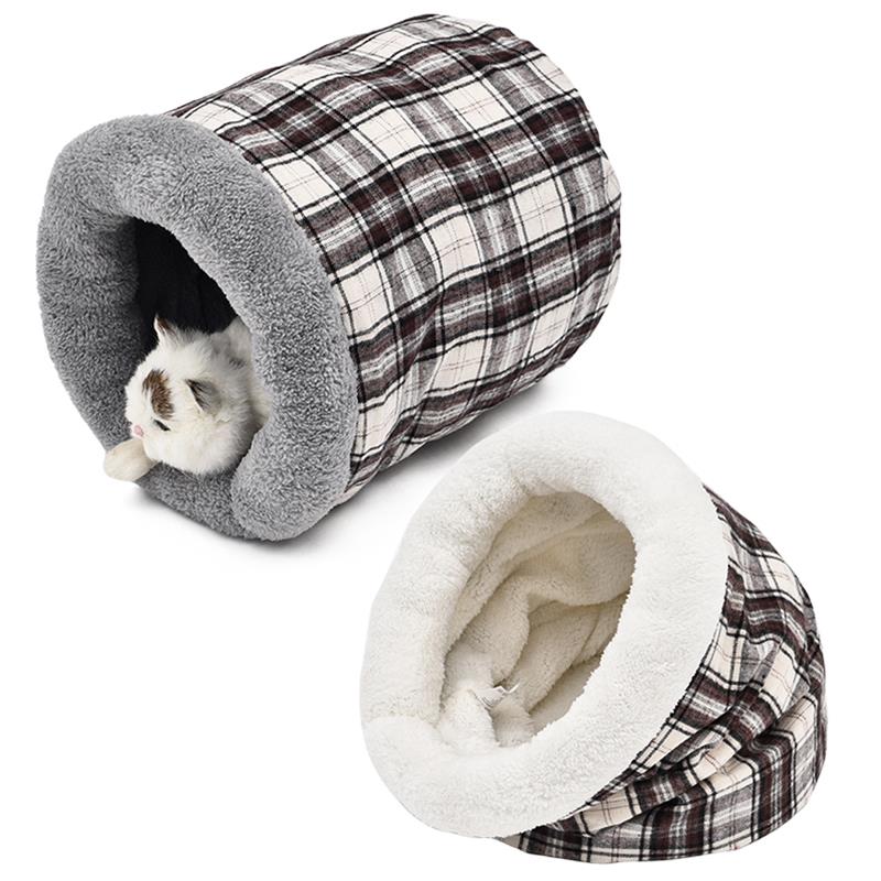 New Products Cat Bed Soft Warm Cat House Pet Mats Puppy Cushion Rabbit Bed Plaid Dog Funny Cylindrical Cat Pet Bed-ebowsos