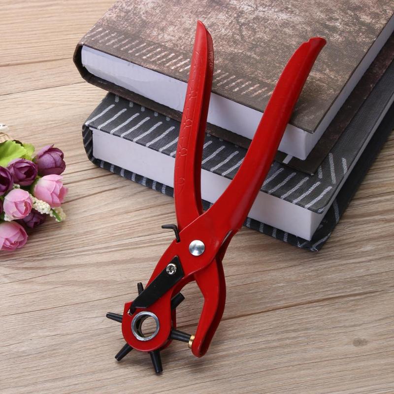 New Revolving Punching Stitching Plier Punch Tool Round Hole Perforator For Leather Strap Watch Band Belt Hollow Puncher - ebowsos