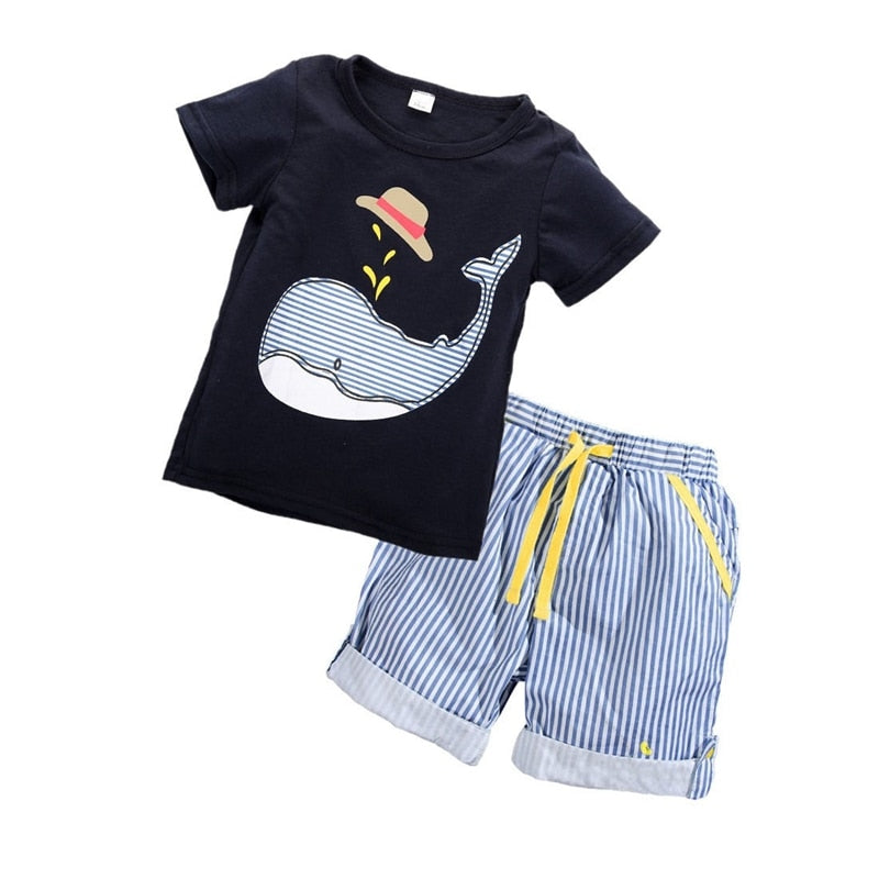 New Style Baby Boys Clothes Sets Summer Toddler Kids Boy Clothes Short Sleeve Tops T-shirt Shorts Outfits Set - ebowsos