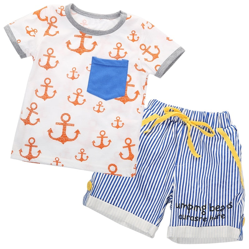 New Style Baby Boys Clothes Sets Summer Toddler Kids Boy Clothes Short Sleeve Tops T-shirt Shorts Outfits Set - ebowsos