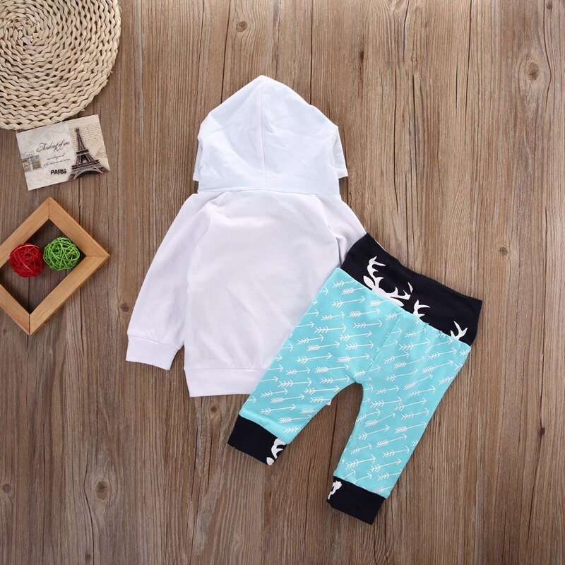 New Style Baby Clothes Sets Newborn Baby Boys Kids Hooded Baby Long Sleeve Tops +Pants Harem Outfits Set Clothes - ebowsos